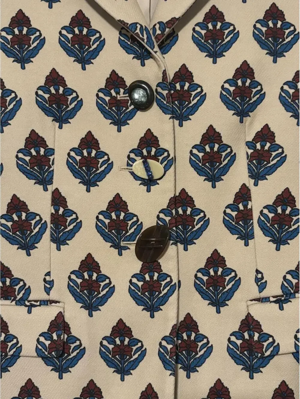 Tory Burch Printed Twill Crepe Blazer Floral Jacket Heritage Prep Grandmillennia